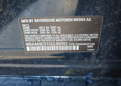 2016 BMW 428I Gran Coupe z USA, uszkodzony, nr VIN WBA4A9C51GGL89093